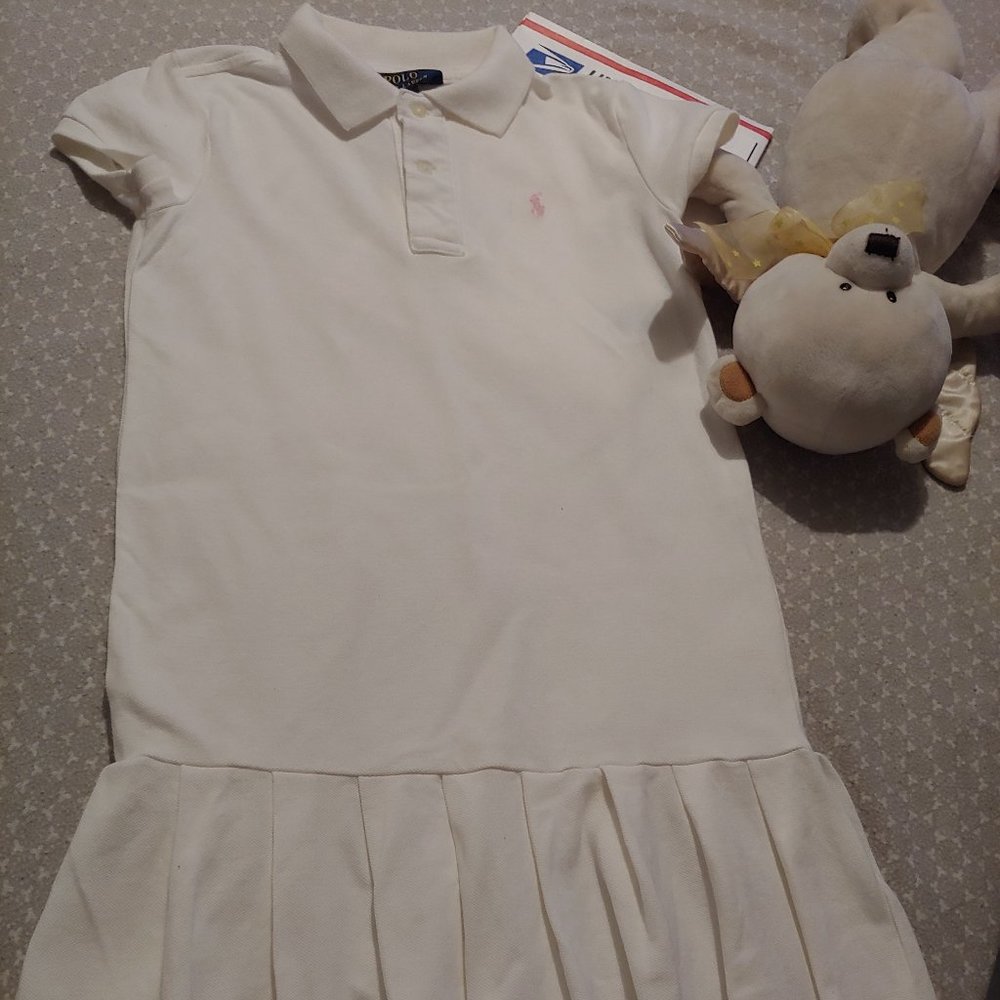 POLO Dress  (Girl's)  Off White / PINK LOGO